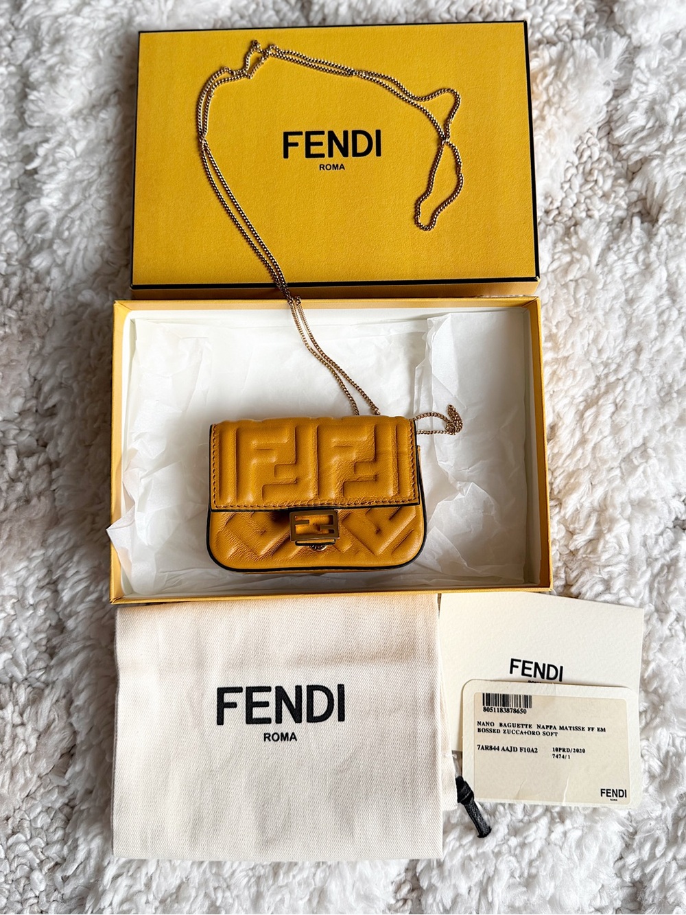 Fendi Zucca FF Baguette Super Nano crossbody bag , charm, earpod purse - Picture 4 of 13